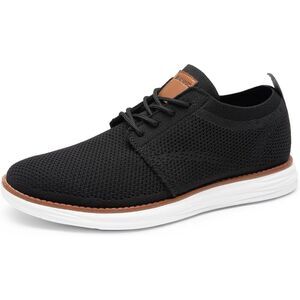 Men's Black Rubber Sole Oxfords Lace up Lightweight Flex Breeze Mesh Sneakers